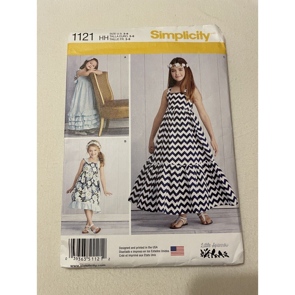 Simplicity 1121 Sewing Pattern Girls Pullover Dresses Length Variations Sz 3-6